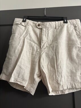 Banana Republic Cream Plaid Flat-Front Men's Shorts